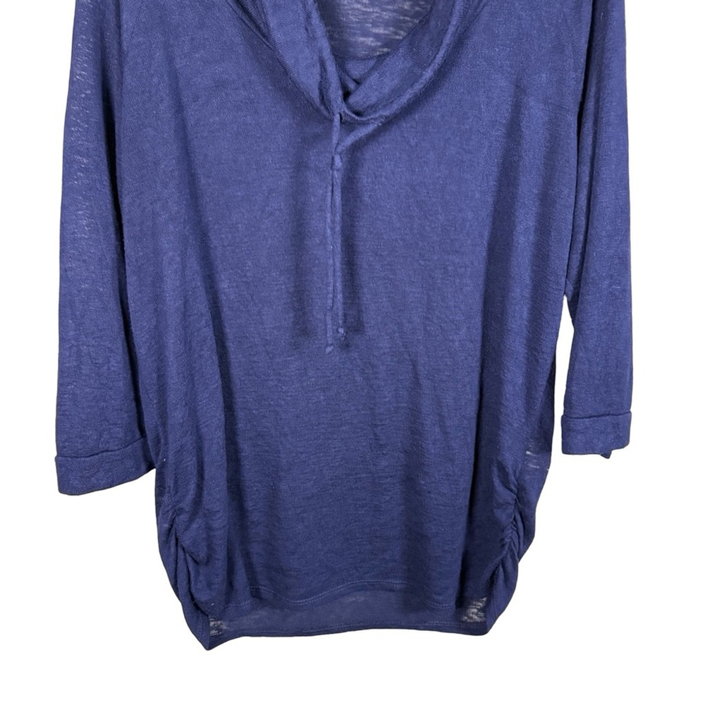 Olivia Moon Deep Blue Navy Cowl Knit Top Size L Relaxed Fit Casual Streetwear - Picture 9 of 11